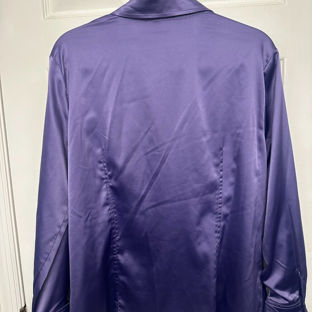 Worthington Women Cuffed Long Sleeve Purple Satin XL - Picture 3 of 10